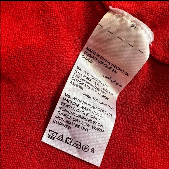 Chicos 1 (Medium) Red Elbow Length Lightweight Open Front Cardigan Long Modest - Picture 7 of 9